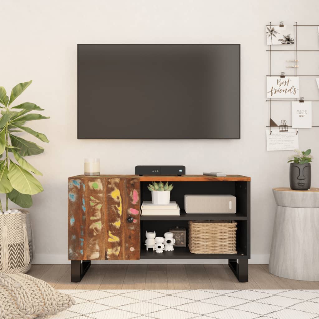 vidaXL Mueble de TV madera reciclada y madera contrachapada 80x33x46cm