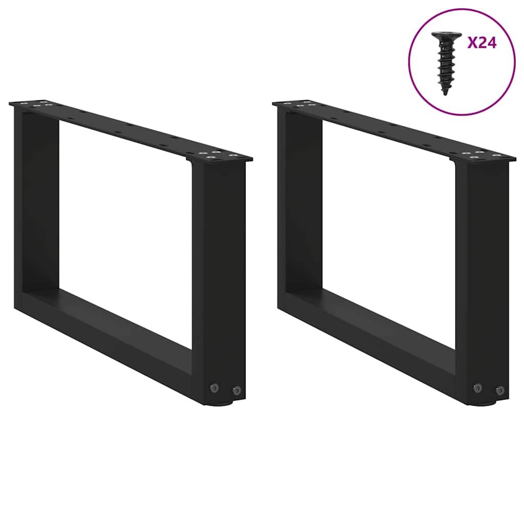 vidaXL Patas para mesa de centro en forma de U (2 unidades), color negro, 60 x (30-31) cm, acero - Image 3