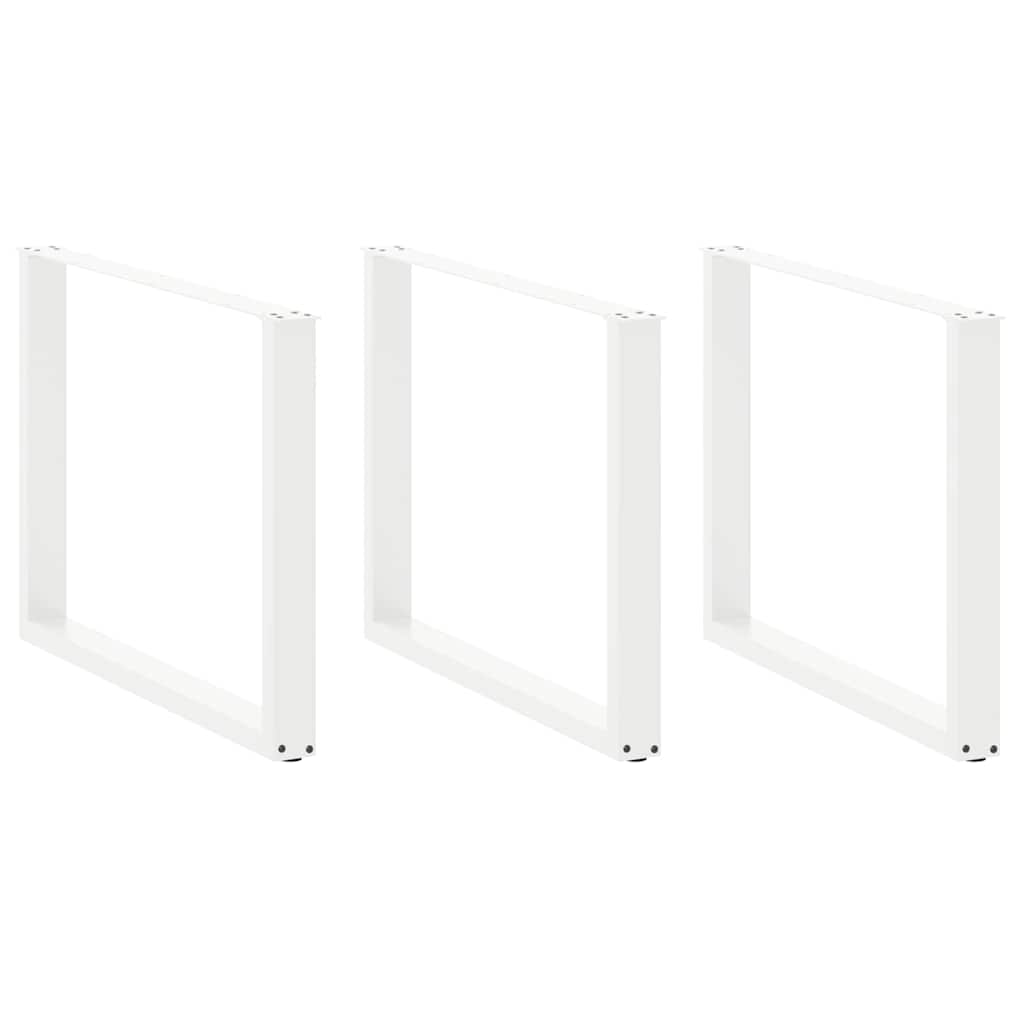 vidaXL Patas para mesa de comedor en forma de U (3 unidades), color blanco, 100 x (72-73) cm, acero