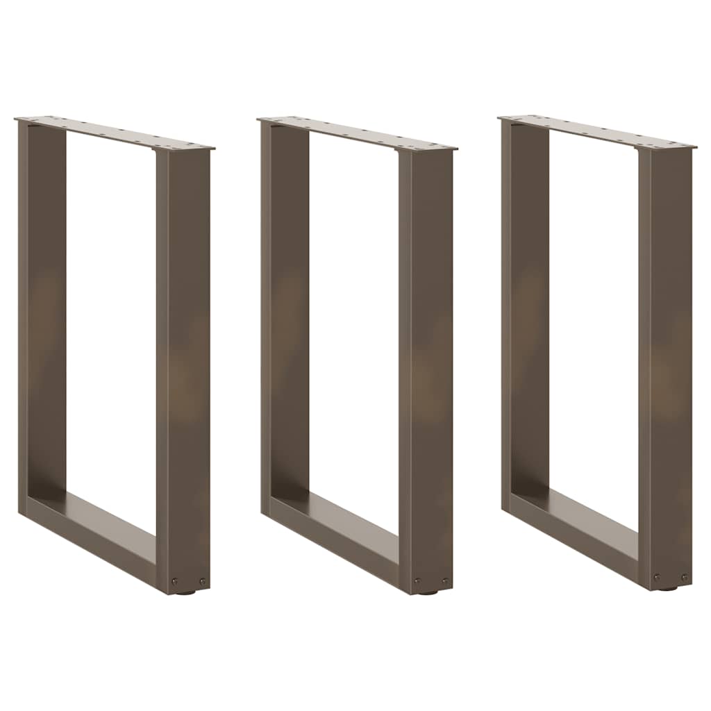 vidaXL Patas para mesa de comedor en forma de U (3 unidades, acero natural, 70 x 72-73 cm)