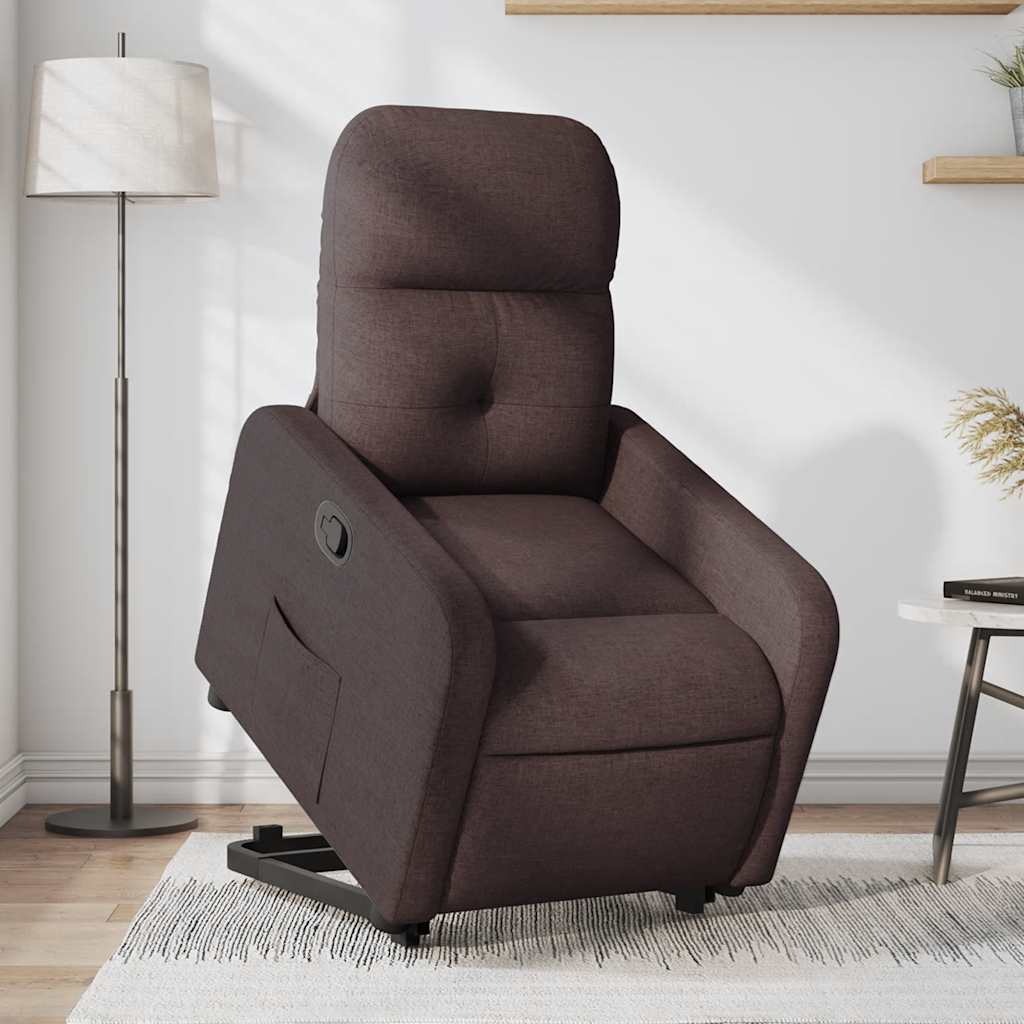 vidaXL Sillón reclinable elevable tela marrón oscuro