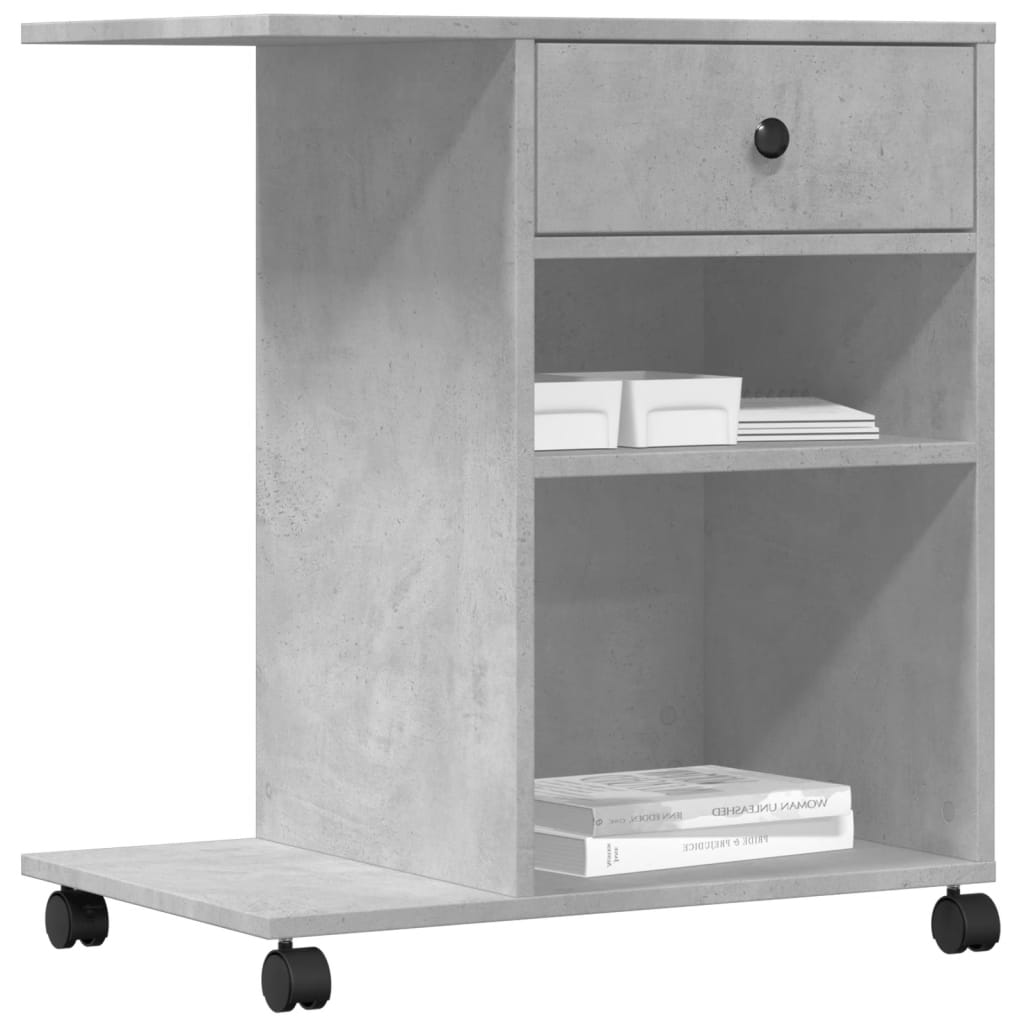 vidaXL Soporte para impresora con ruedas gris hormigón 60x40x68,5 cm - Image 4