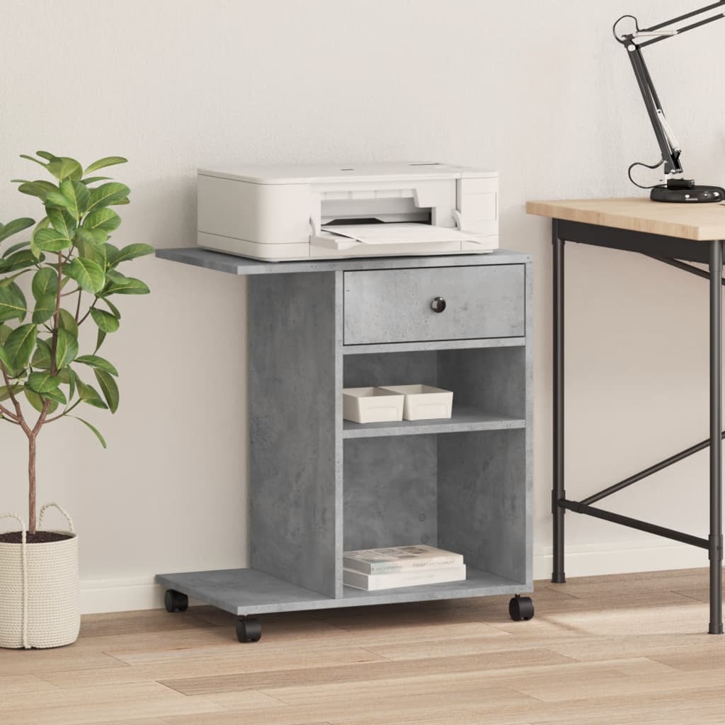 vidaXL Soporte para impresora con ruedas gris hormigón 60x40x68,5 cm - Image 3