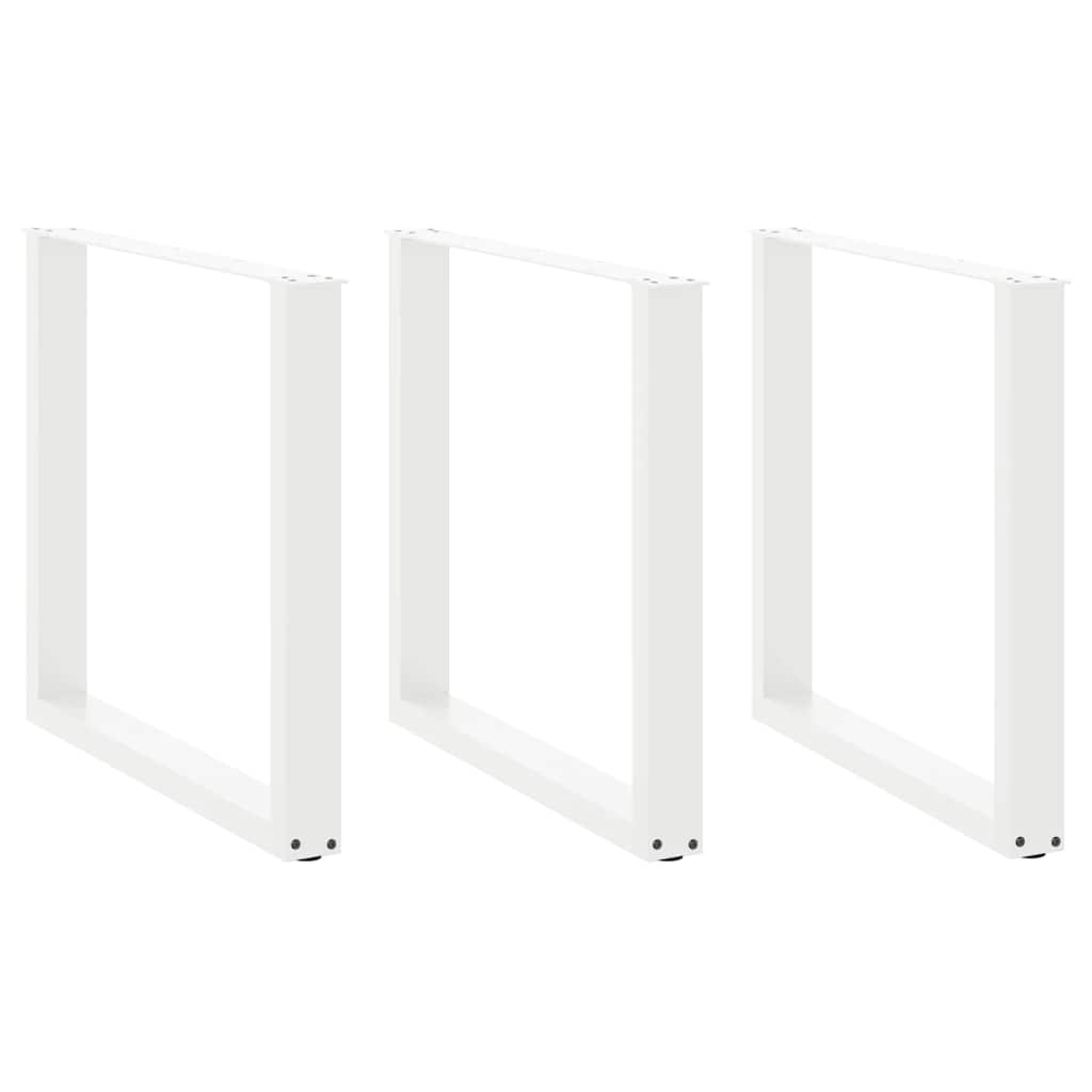 vidaXL Patas para mesa de comedor en forma de U (3 unidades), color blanco, 80 x (72-73) cm, acero