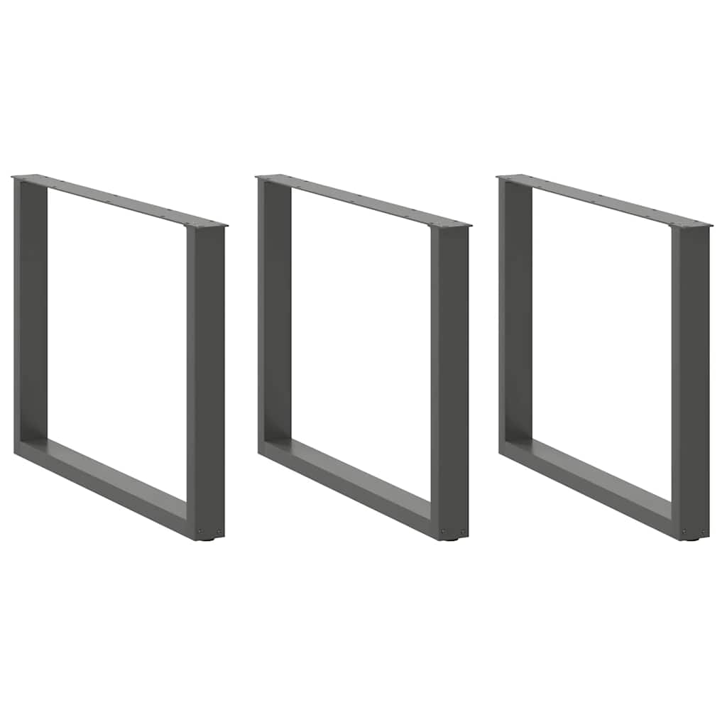 vidaXL Patas para mesa de comedor en forma de U (3 unidades), antracita, 100 x (72-73) cm, acero