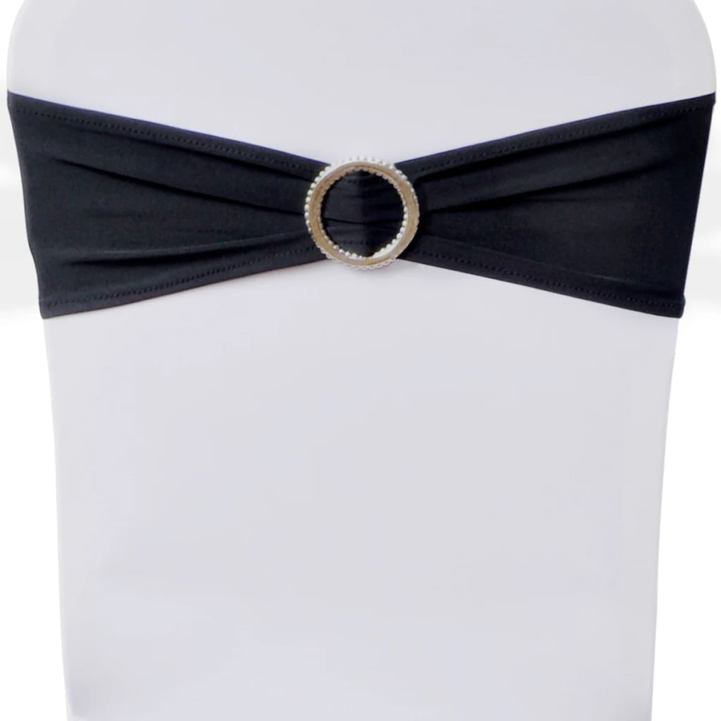 25 x Stuhlschleifen Stretch Schleifenbänder + Diamant Schnalle schwarz - Image 5