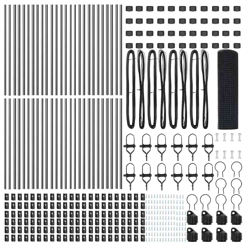 vidaXL Zaun mit Pfosten Grau 0,4 x 100 m Stahl - Image 6