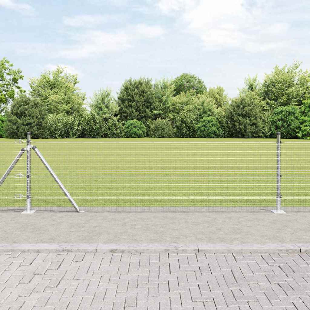 vidaXL Zaun mit Pfosten Silber 0,4 x 100 m Stahl