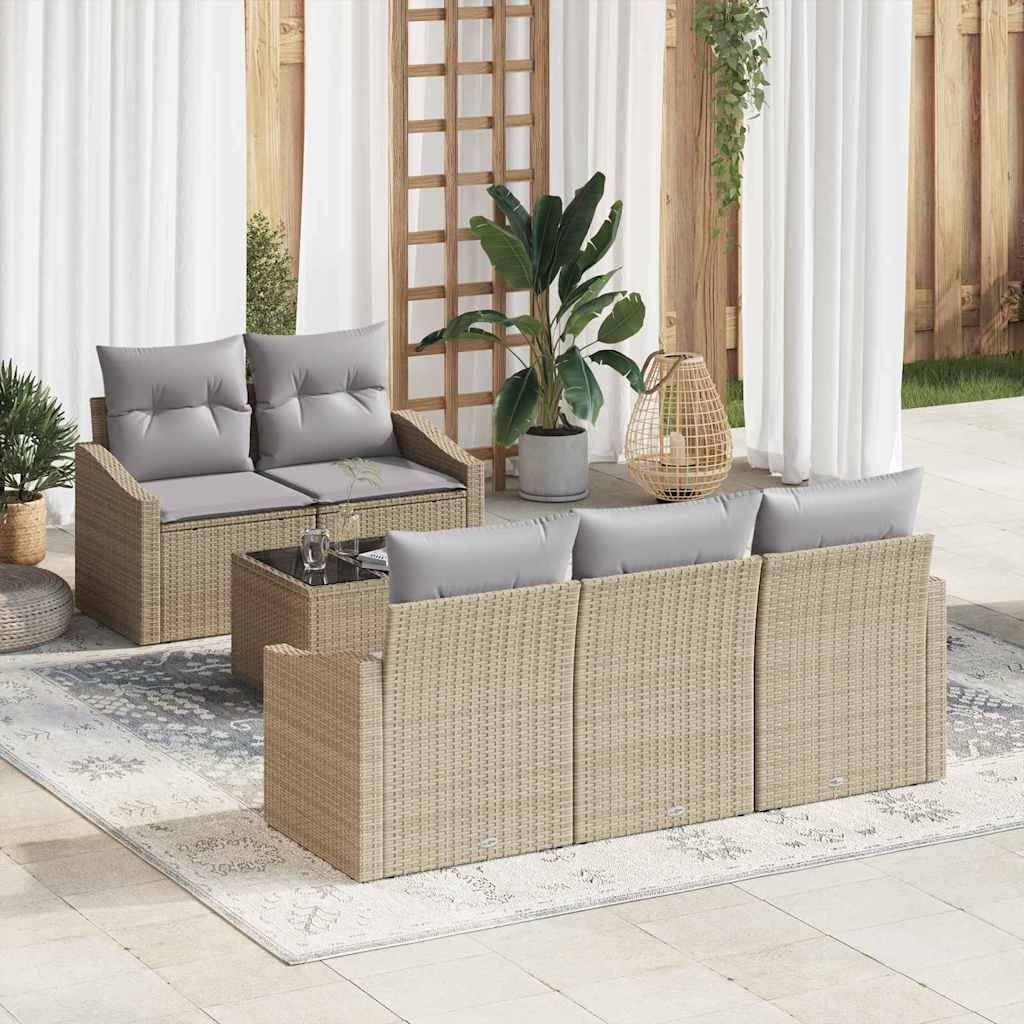 vidaXL Sofa Set mit Kissen 6 pcs Beige und Grau Poly-Rattan