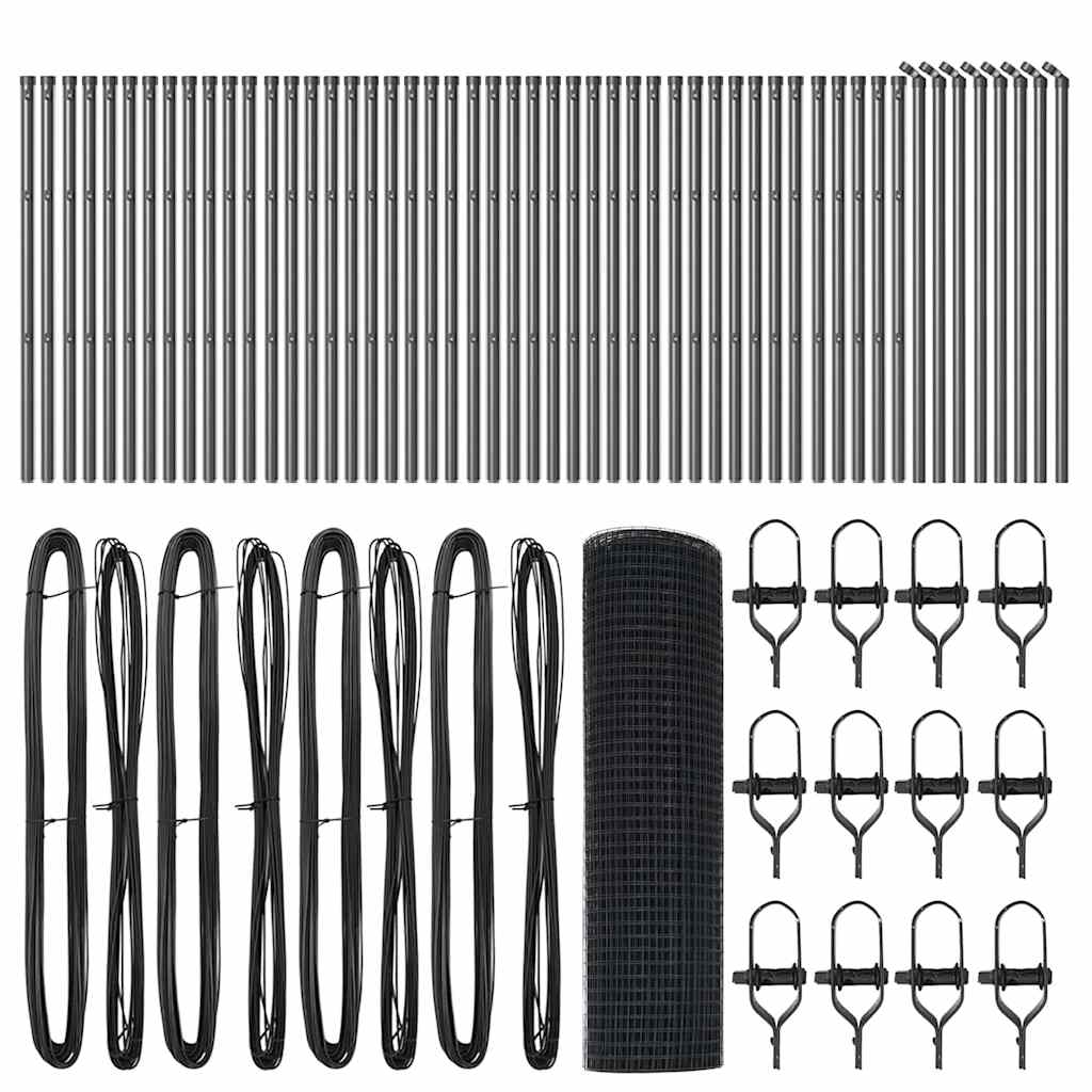 vidaXL Zaun mit Pfosten Grau 0,4 x 100 m Stahl - Image 5