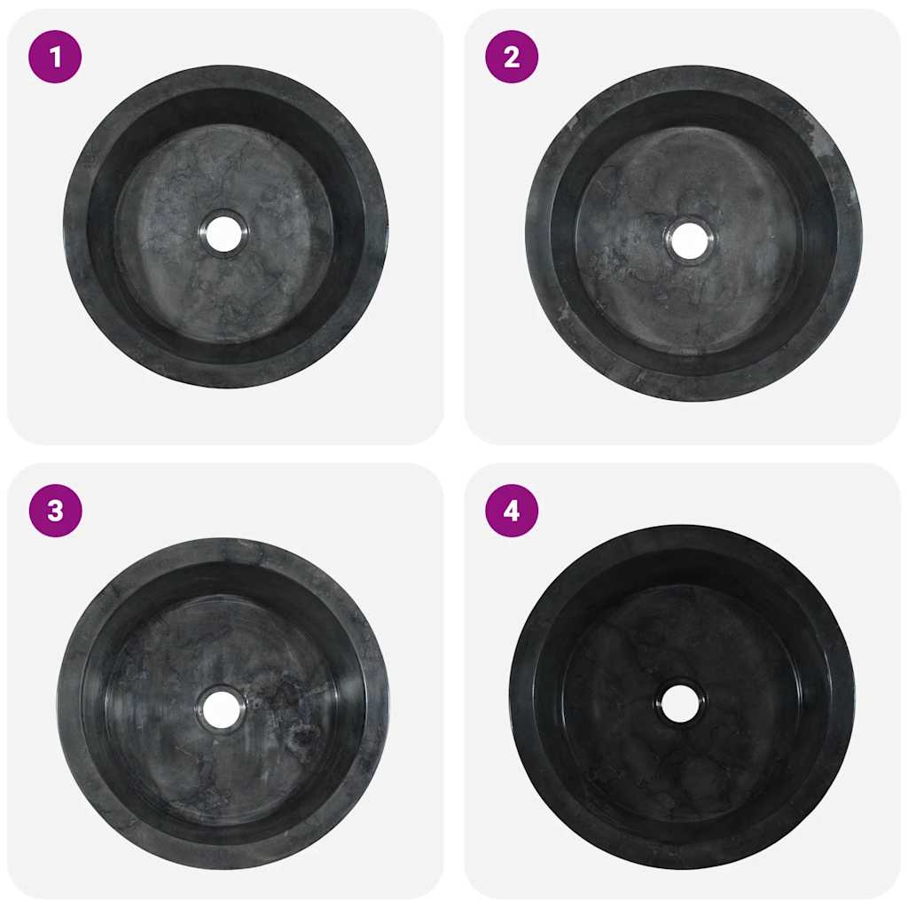 vidaXL Waschbecken Schwarz Ø40x15 cm Marmor - Image 6