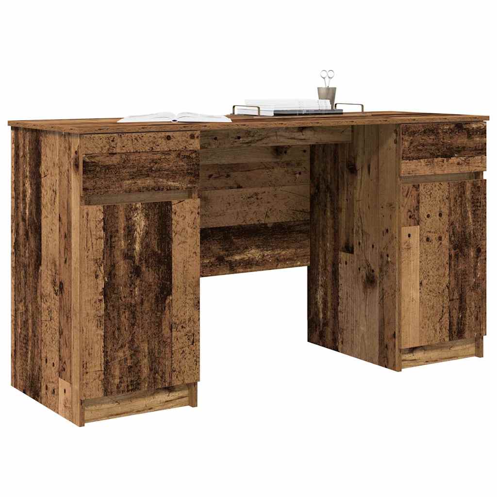 vidaXL Schreibtisch mit Regal Altholz 140 x 49 x 76 cm Holzwerkstoff - Image 3