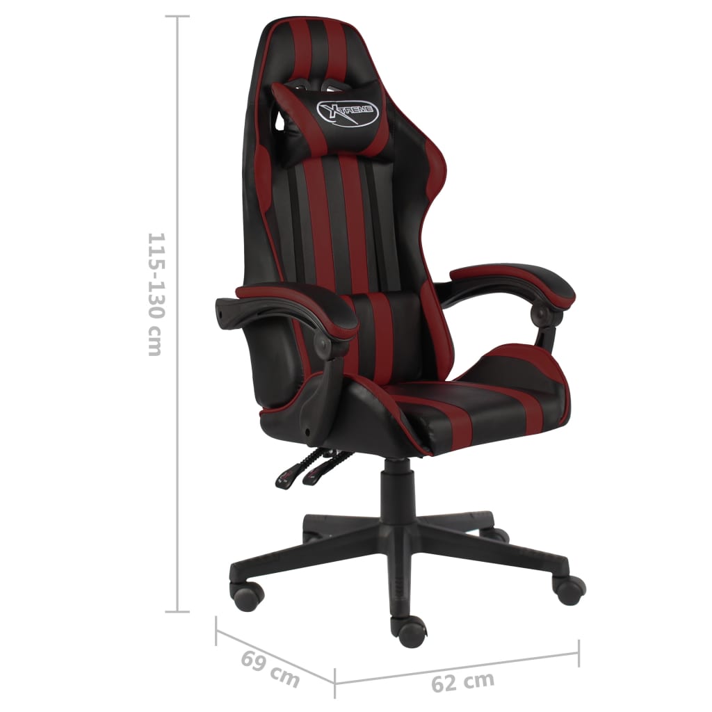 vidaXL Fauteuil de jeux vidéo Noir et rouge bordeaux Similicuir - Image 6