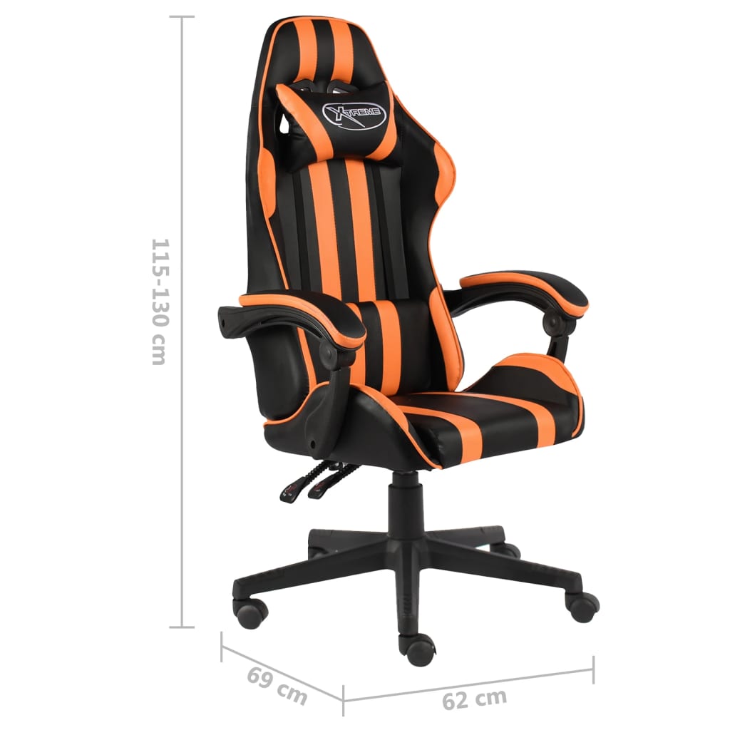 vidaXL Fauteuil de jeux vidéo Noir et orange Similicuir - Image 6