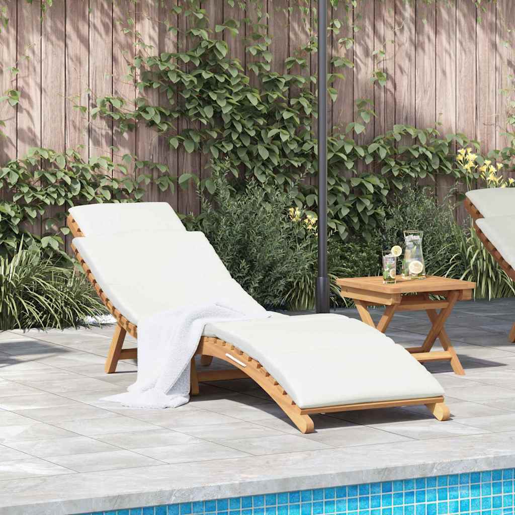 vidaXL Sonnenliege Cremeweiß 188 x 55 x 59 cm Teak-Massivholz