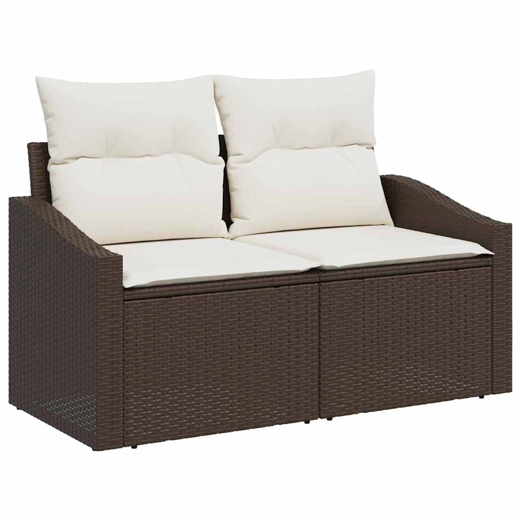 vidaXL Ensemble de canapé de jardin 8 pcs Marron et Crème polyrotin - Image 4