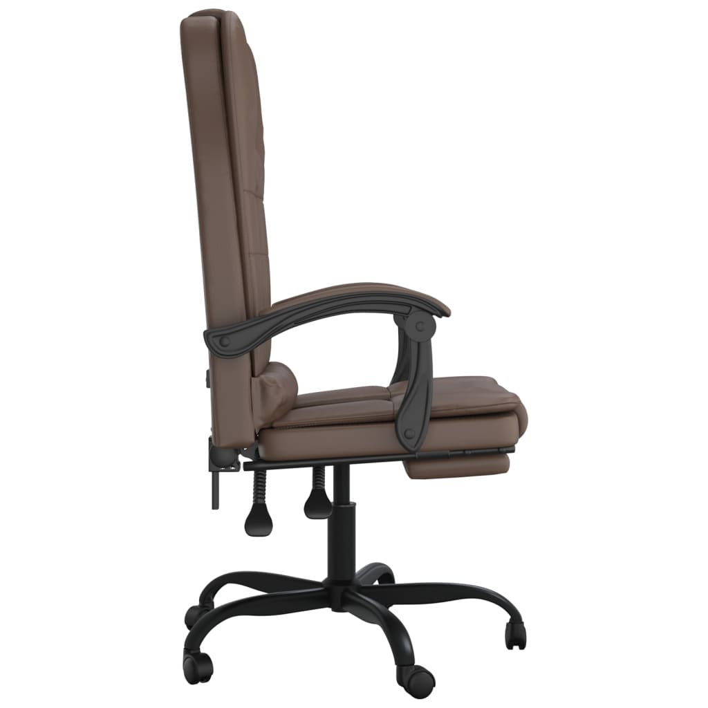 vidaXL Fauteuil de massage inclinable de bureau Marron Similicuir - Image 4