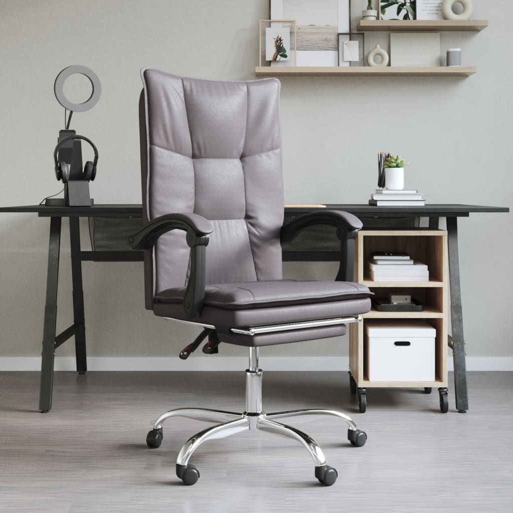 vidaXL Fauteuil inclinable de bureau Gris Similicuir