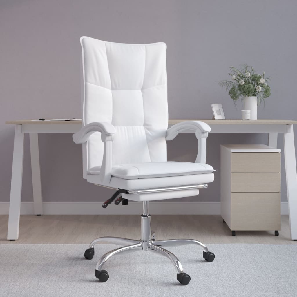 vidaXL Fauteuil inclinable de bureau Blanc Similicuir