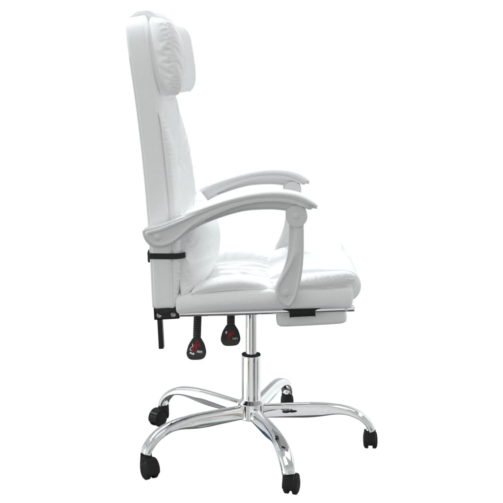 vidaXL Fauteuil de massage inclinable de bureau Blanc Similicuir - Image 4