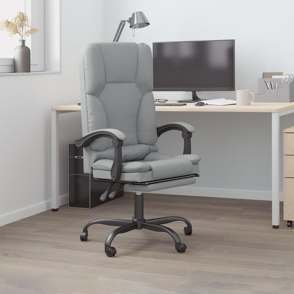 vidaXL Fauteuil de massage inclinable de bureau Gris clair Tissu