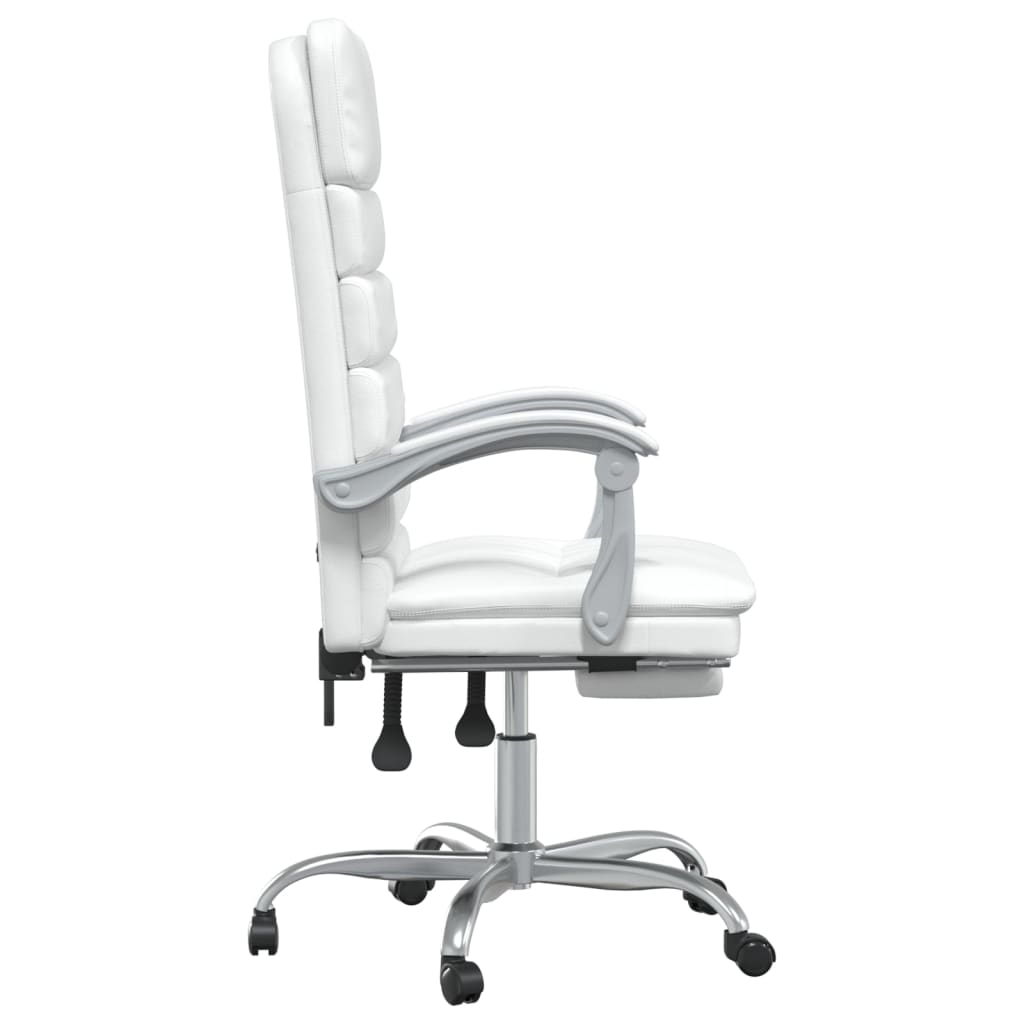 vidaXL Fauteuil de massage inclinable de bureau Blanc Similicuir - Image 4