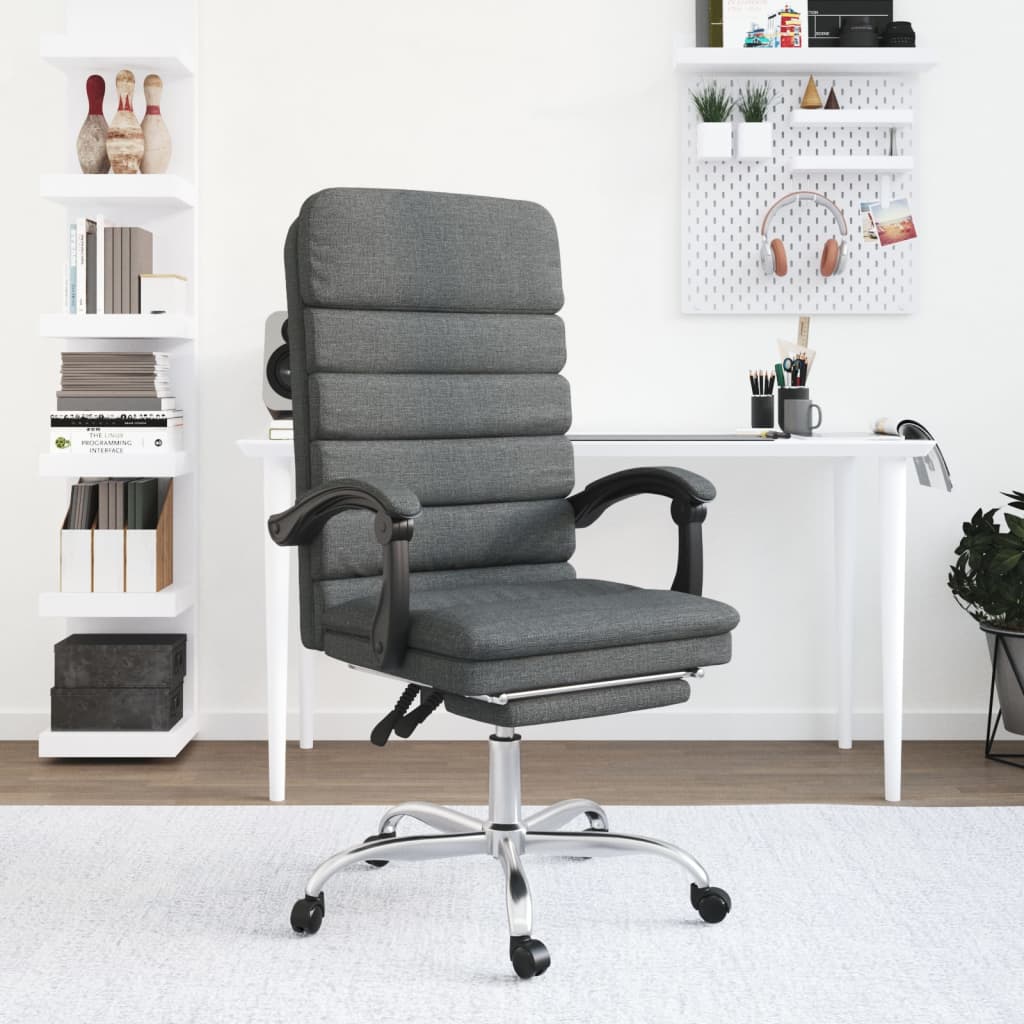 vidaXL Fauteuil de massage inclinable de bureau Gris foncé Tissu