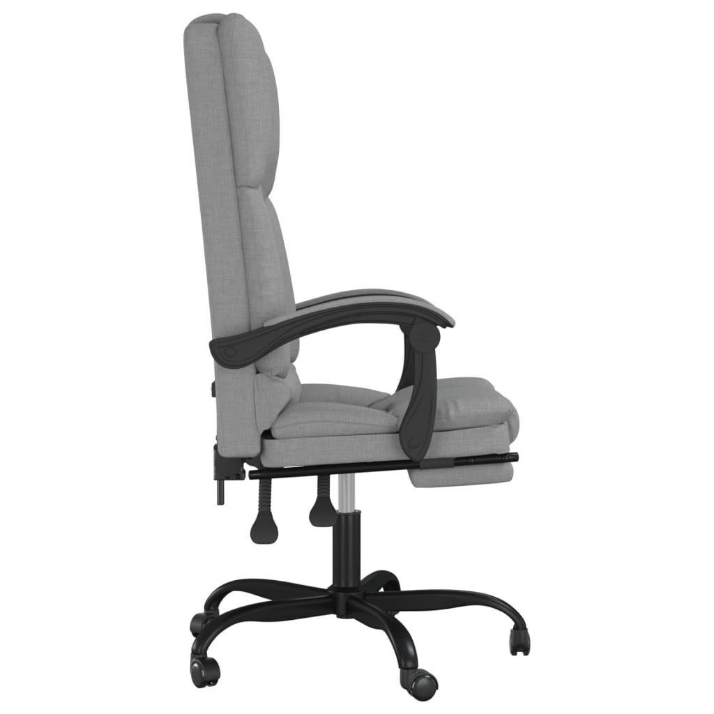 vidaXL Silla de oficina reclinable con masaje de tela gris claro - Image 4