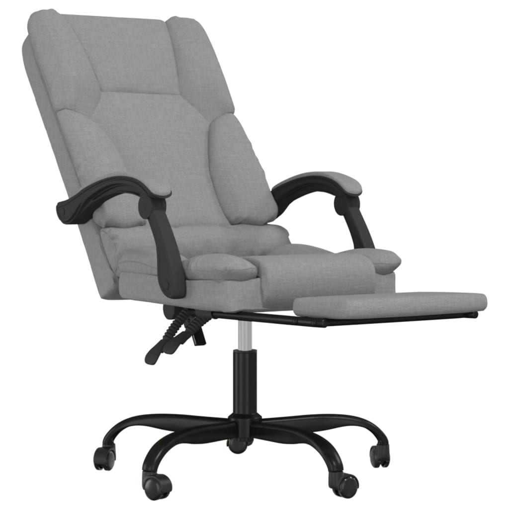 vidaXL Silla de oficina reclinable con masaje de tela gris claro - Image 6