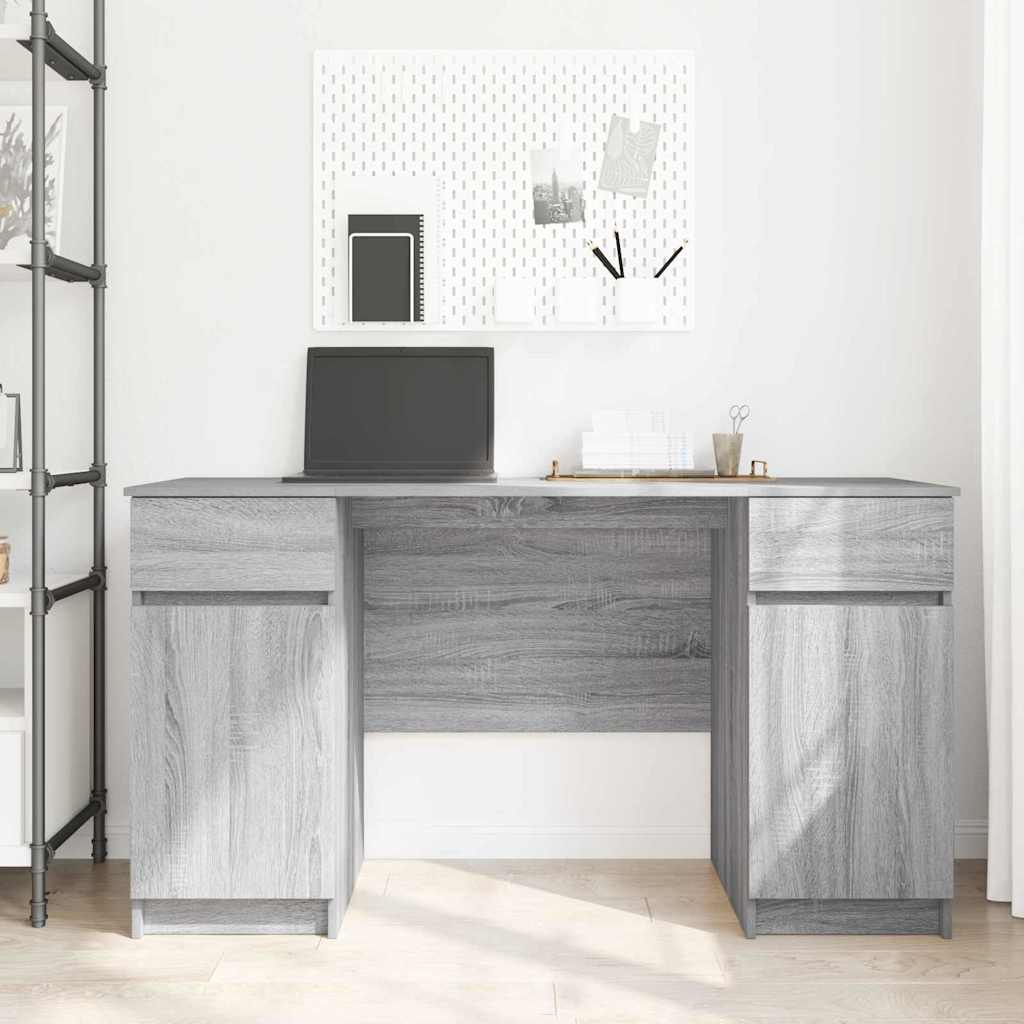 vidaXL Escritorio Gris sonoma 140 x 49 x 76 cm Madera contrachapada - Image 4