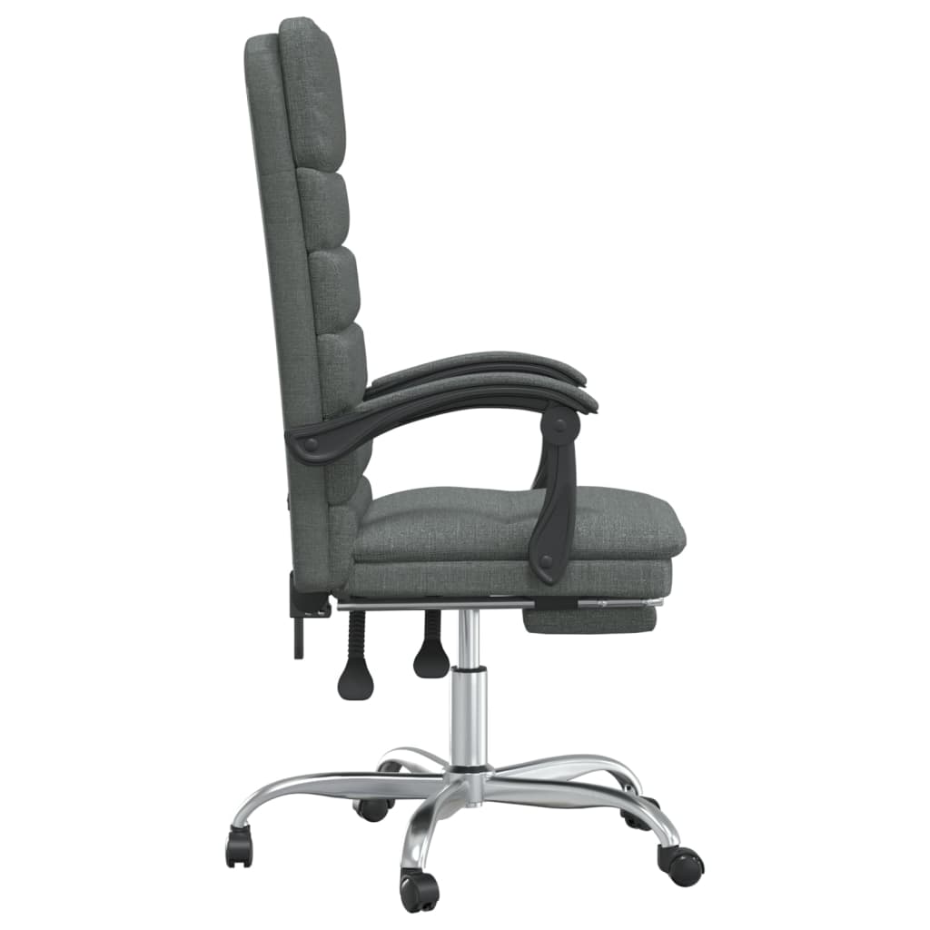 vidaXL Silla de oficina reclinable con masaje de tela gris oscuro - Image 4