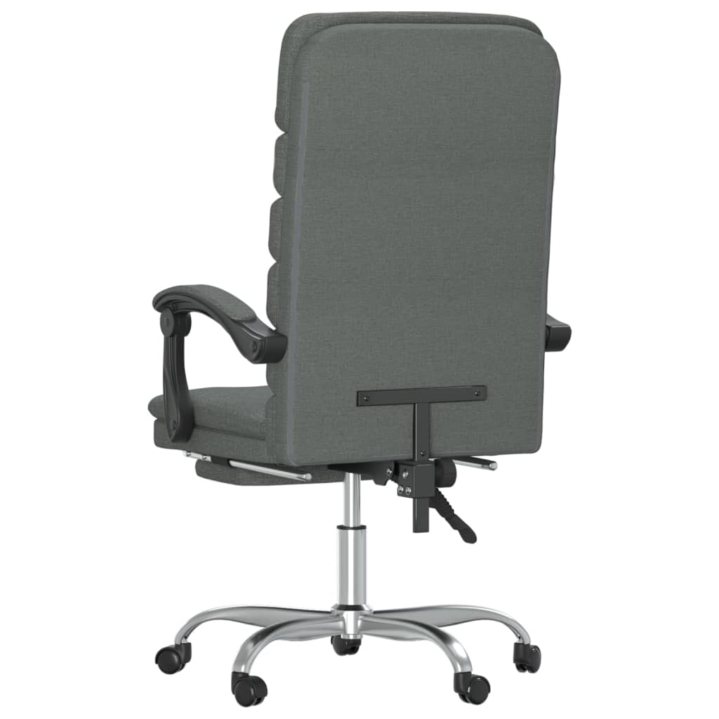 vidaXL Silla de oficina reclinable con masaje de tela gris oscuro - Image 5