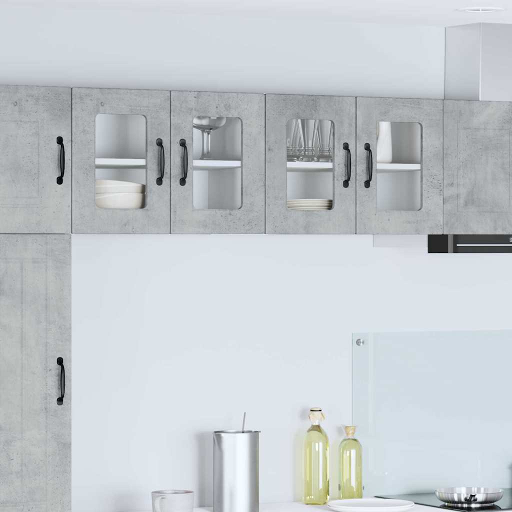 vidaXL Küchenwandschrank mit Regal 2 pcs Beton Grau 60 x 31 x 40 cm
