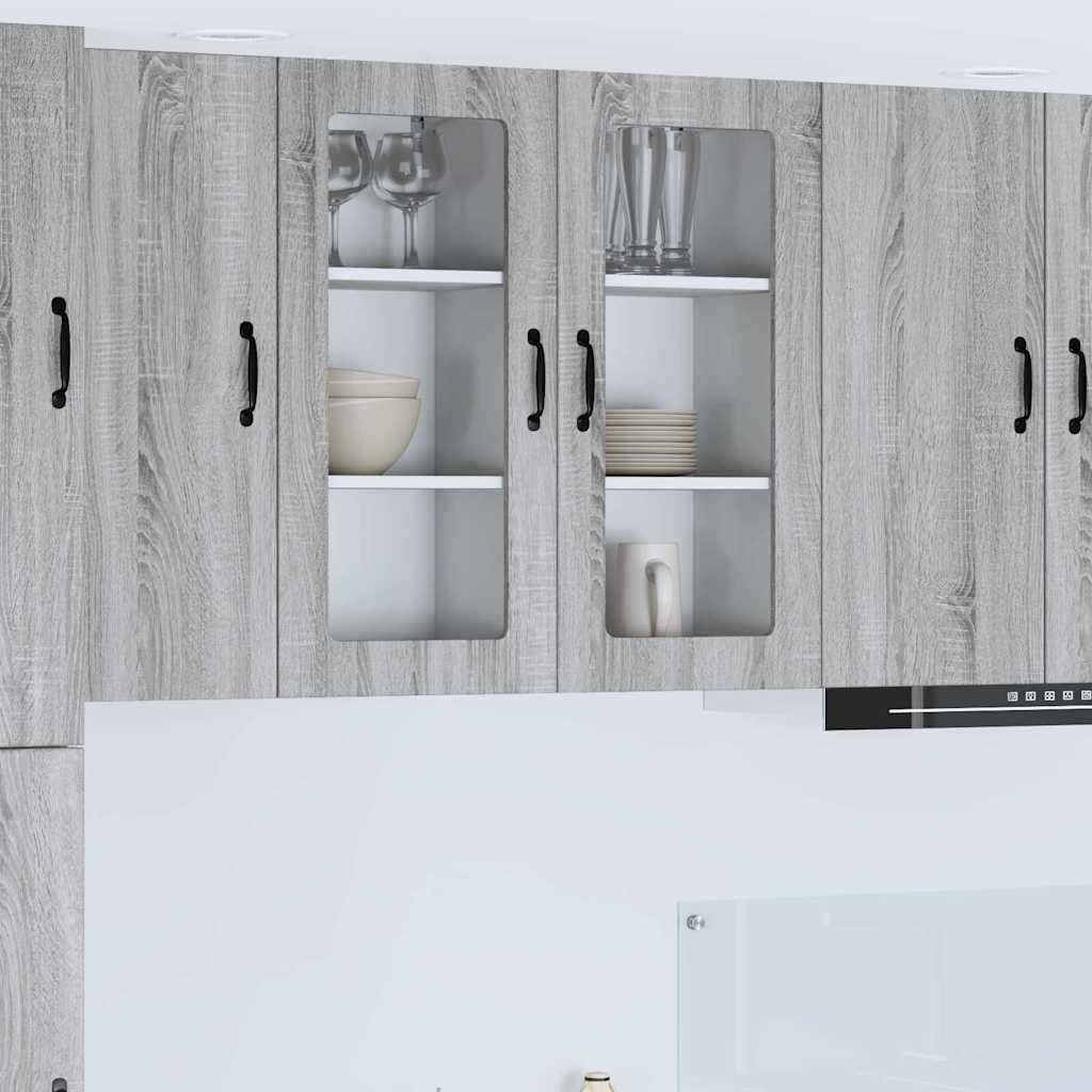 vidaXL Küchenwandschrank mit Regal 2 pcs Graues Sonoma 40 x 31 x 80 cm