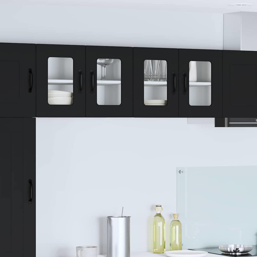 vidaXL Küchenwandschrank mit Tür Schwarz 60 x 31 x 40 cm Holzwerkstoff