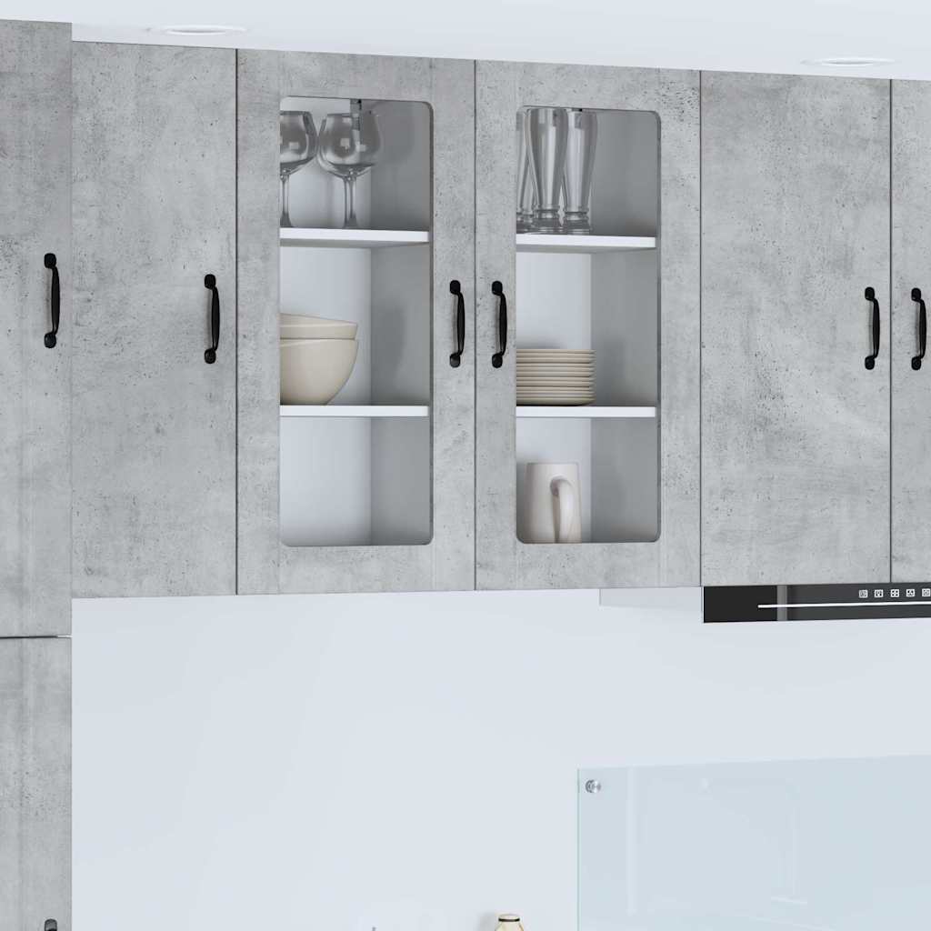 vidaXL Küchenwandschrank mit Regal 2 pcs Beton Grau 40 x 31 x 80 cm