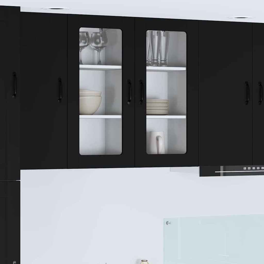 vidaXL Küchenwandschrank mit Tür Schwarz 40 x 31 x 80 cm Holzwerkstoff