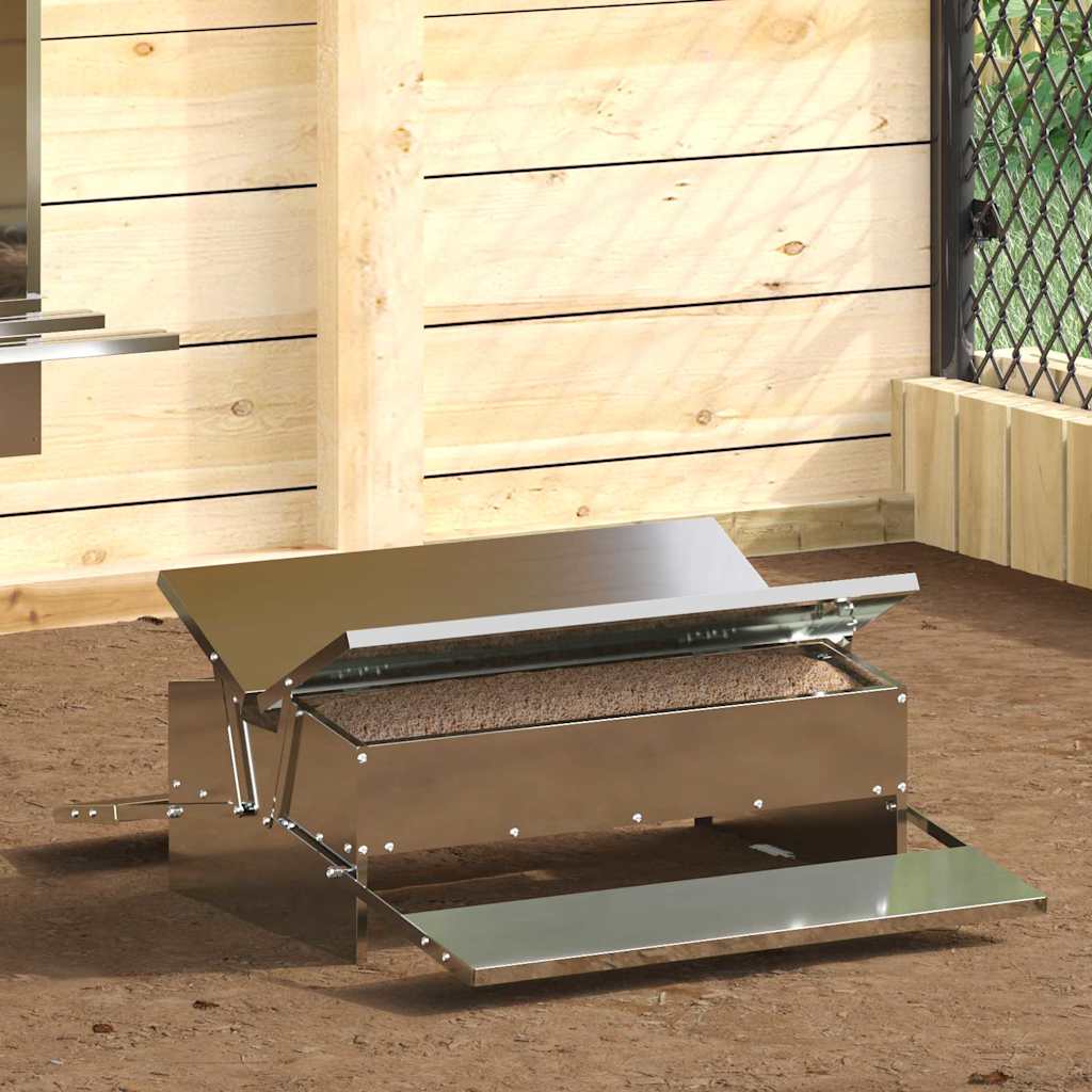 vidaXL Hühnertretfeeder Silber 75 x 53 x 20,5 cm Verzinkter Stahl