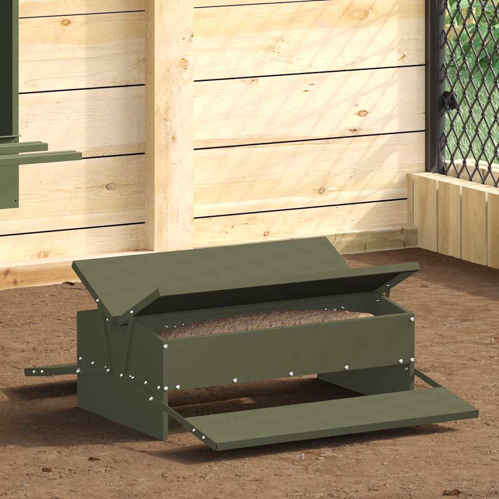 vidaXL Hühnertretfeeder Olive Grün 75 x 53 x 20,5 cm
