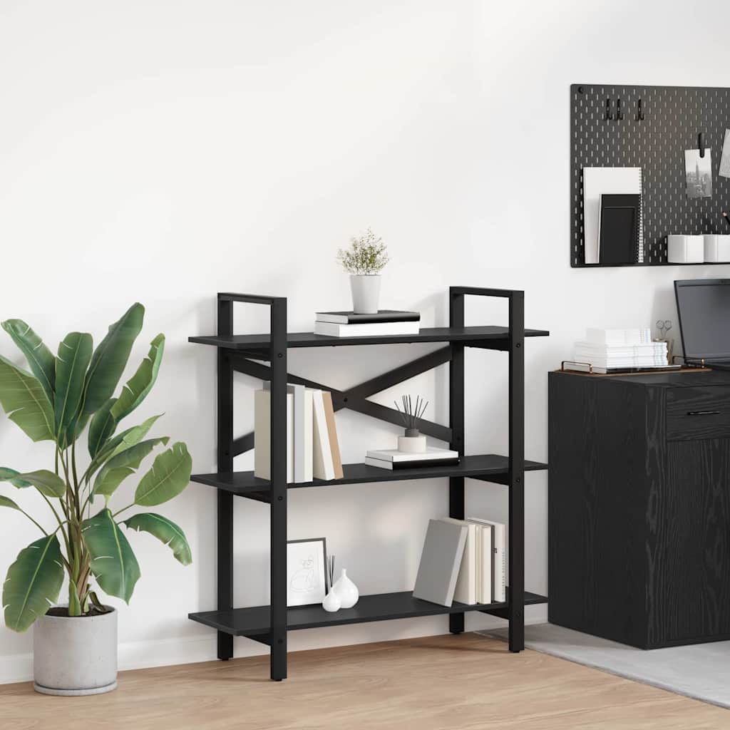 vidaXL Bücherregal Schwarz Eichen-Optik 100 x 33,5 x 102 cm
