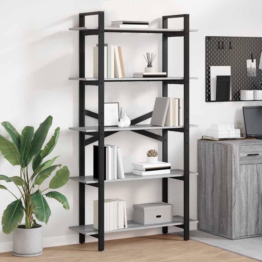 vidaXL Bücherregal Graues Sonoma 100 x 33,5 x 178 cm Holzwerkstoff