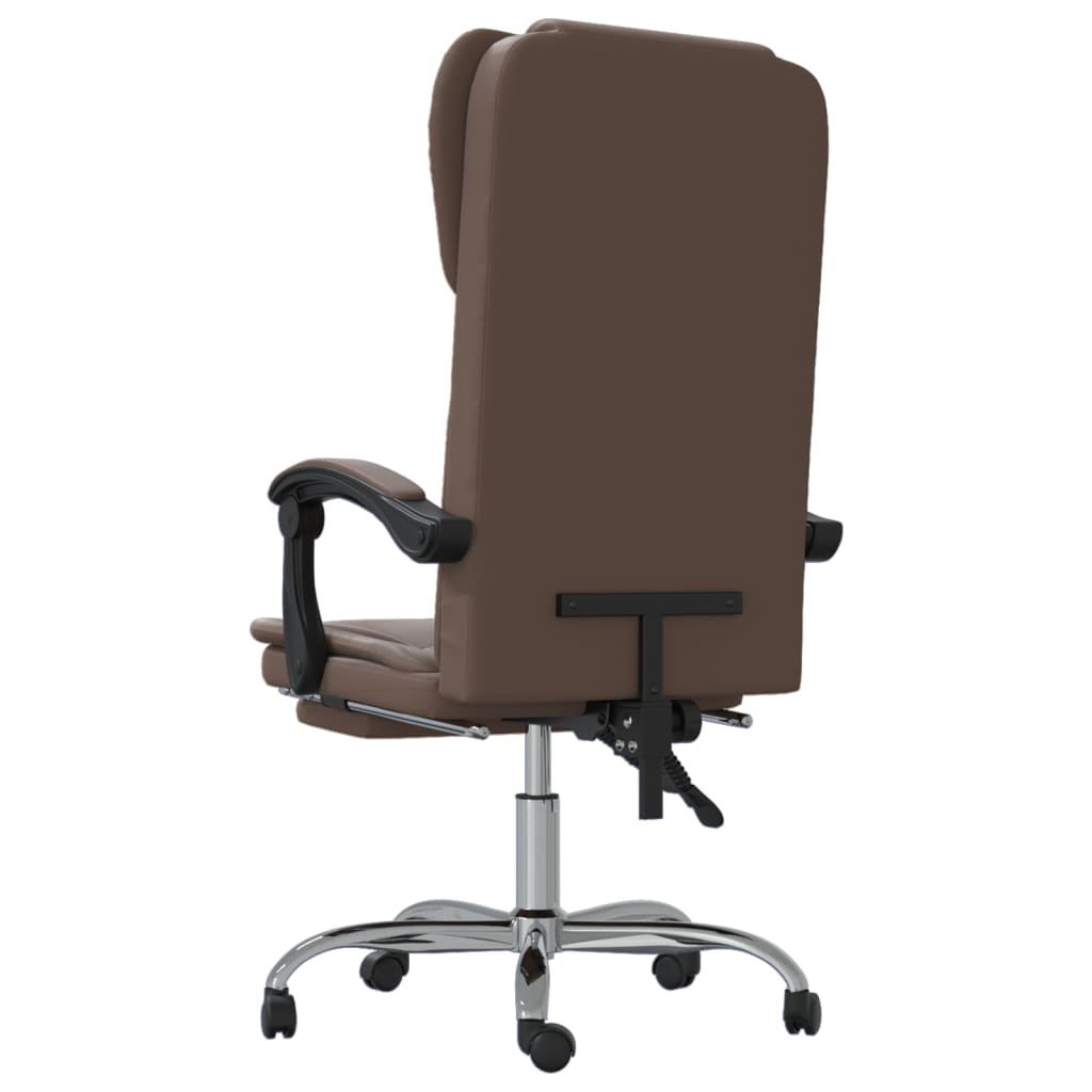 vidaXL Bürostuhl mit Liegefunktion Braun Kunstleder - Image 5