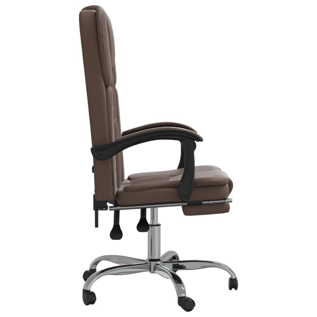 vidaXL Bürostuhl mit Liegefunktion Braun Kunstleder - Image 4