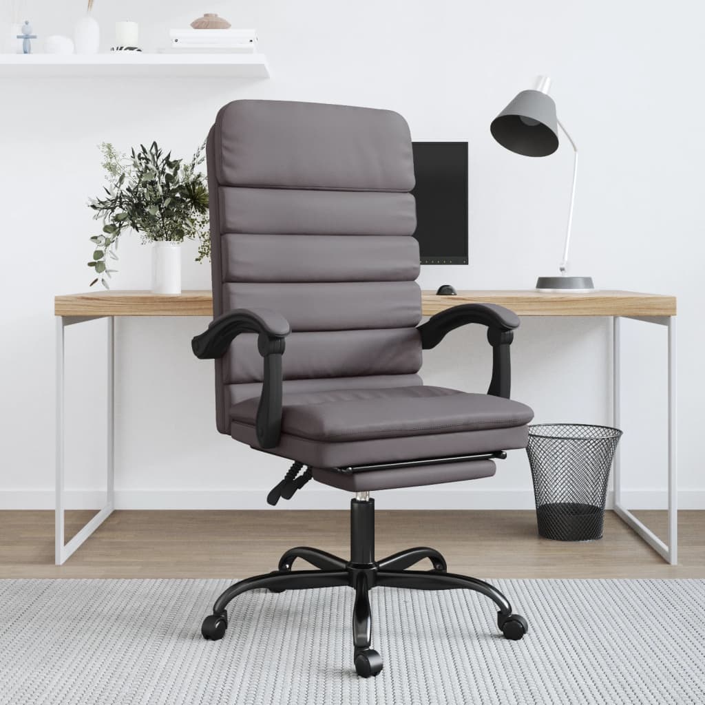vidaXL Bürostuhl mit Massagefunktion Grau Kunstleder
