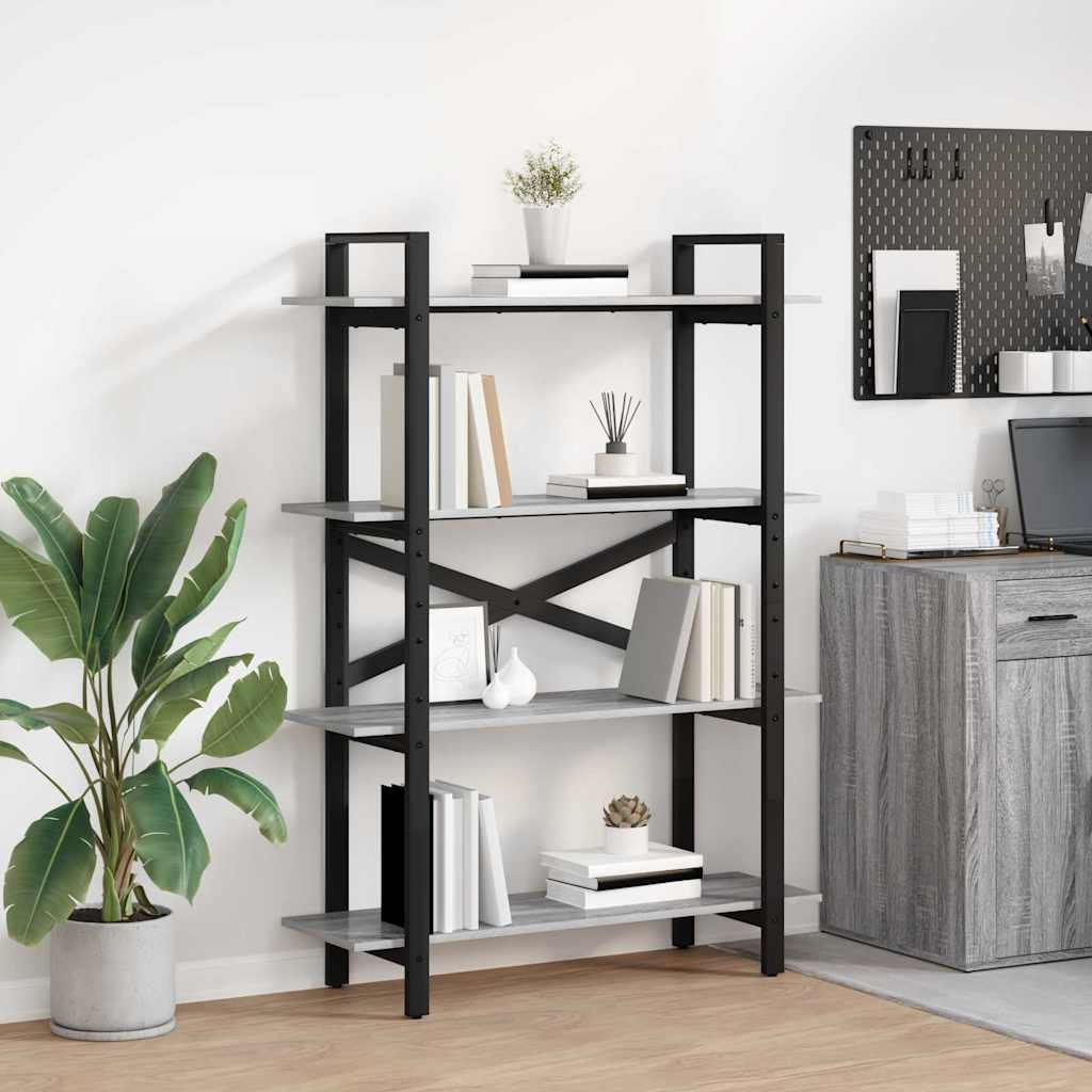 vidaXL Bücherregal Graues Sonoma 100 x 33,5 x 140 cm Holzwerkstoff