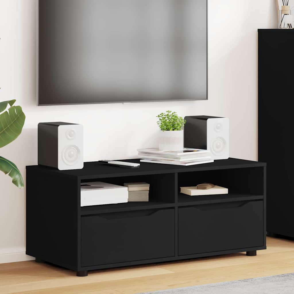 vidaXL Meuble TV avec tiroir Noir 100 x 48 x 43 cm Bois d'ingénierie