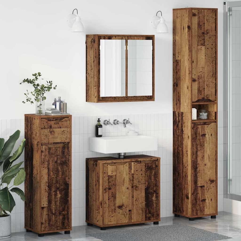 vidaXL Ensemble de mobilier de salle de bain 4 pcs Bois Ancien