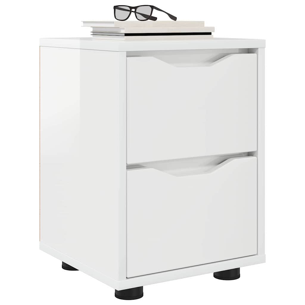 vidaXL Tables de chevet 2 pcs Blanc brillant 30,5 x 30 x 43 cm - Image 3