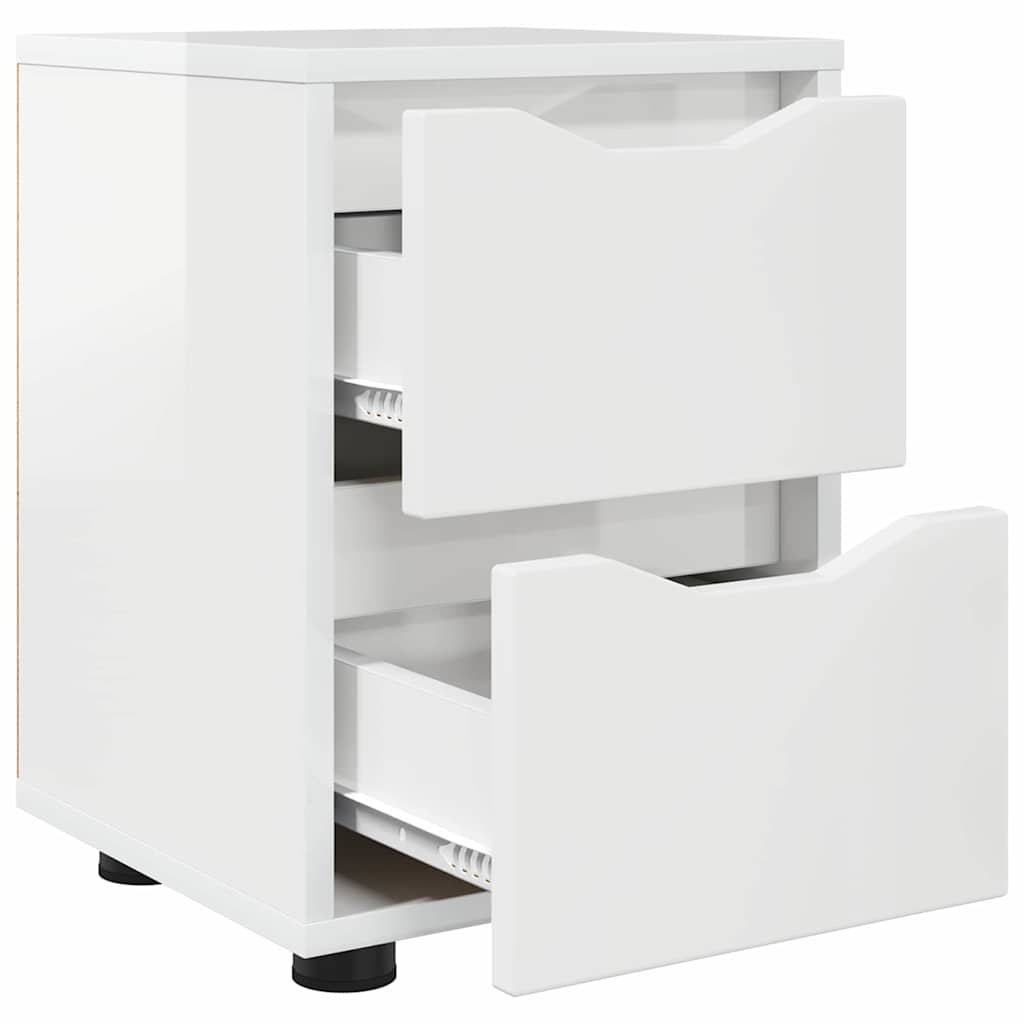 vidaXL Tables de chevet 2 pcs Blanc brillant 30,5 x 30 x 43 cm - Image 5