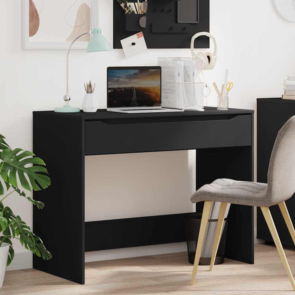 vidaXL Bureau avec tiroir Noir 100 x 50 x 78 cm Bois d'ingénierie